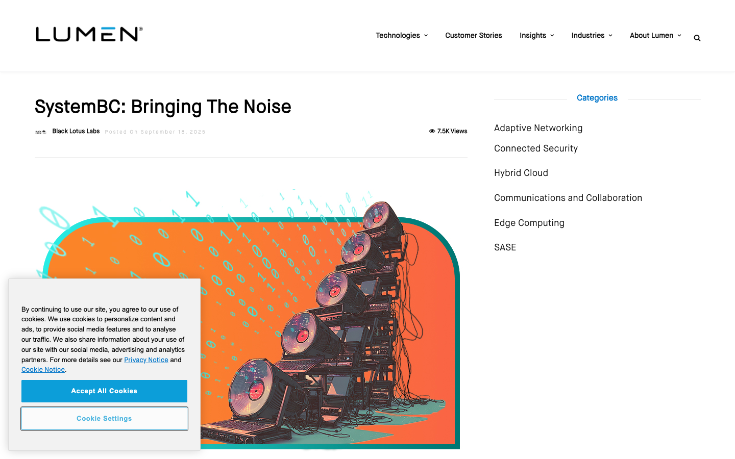 Lumen Black Lotus Labs research on SystemBC proxy bot evolution — 'Bringing the Noise' — documenting its role in modern ransomware affiliate operations.