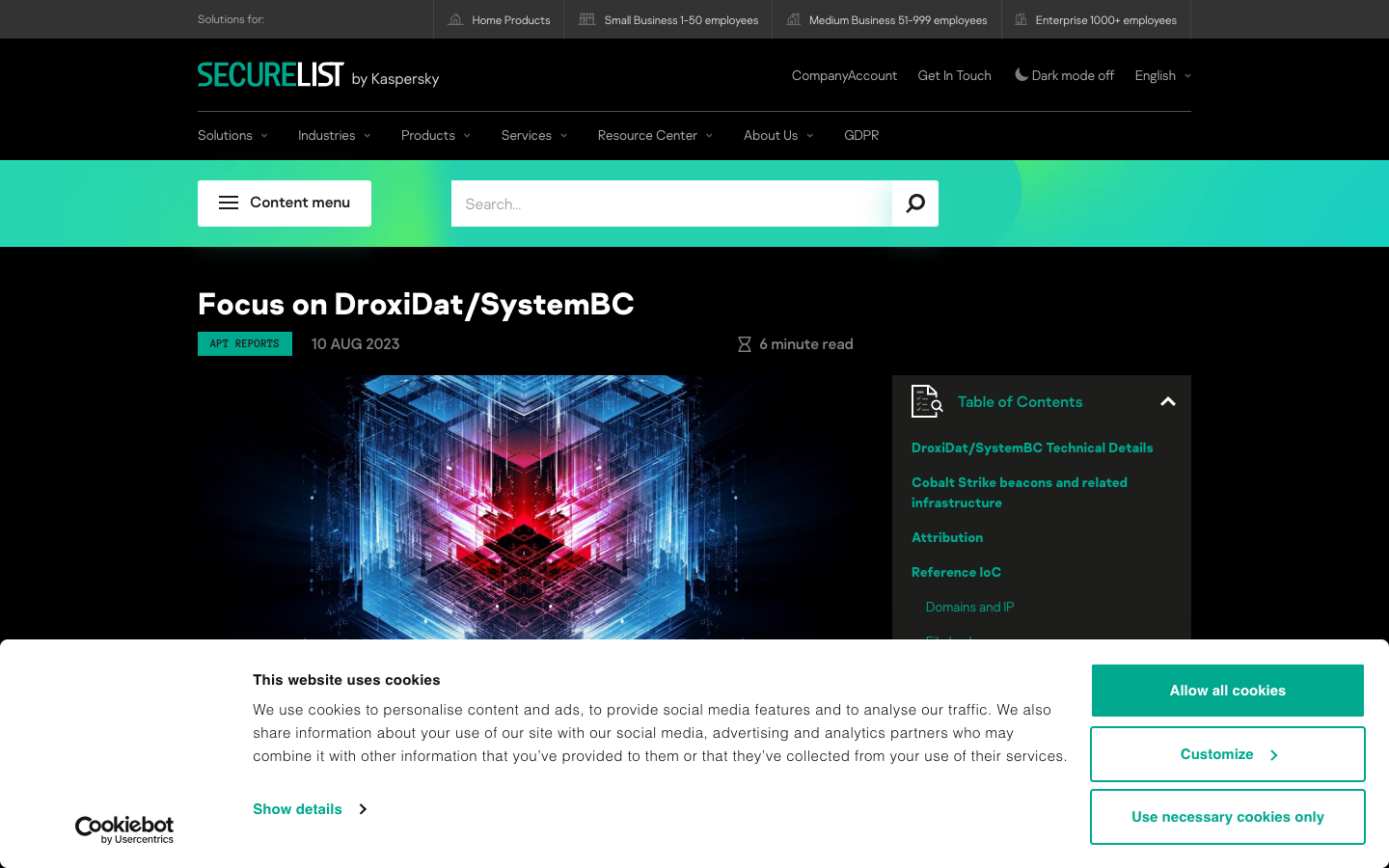 Kaspersky Securelist analysis of DroxiDat/SystemBC variants deployed against critical infrastructure targets in Southern Africa.